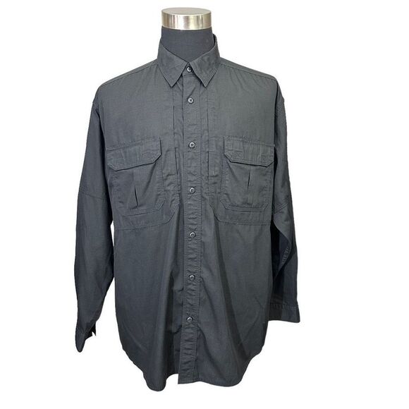 5.11 Tactical Series Men’s Black‎ Longsleeve Button Down workwear casual TOP XL - Picture 1 of 8
